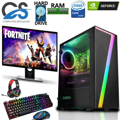 Refurbished Fast Gaming PC Computer Bundle Core i5 8GB 120GB SSD Win10 Nvidia GT 1030 